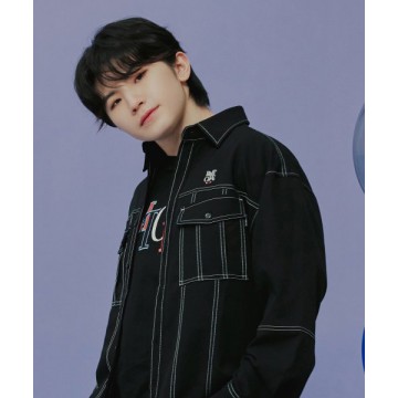 韓國Romantic Crown - [WOOZI Collection] TWO POCKET STITCH SHIRT_BLACK